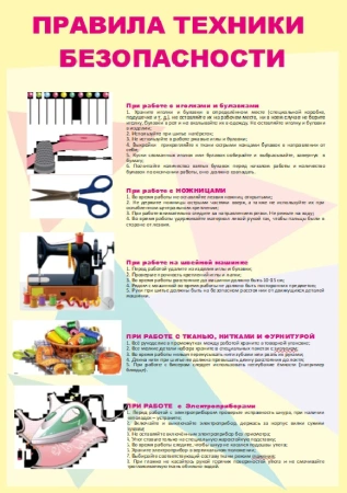 Комплект таблиц «Безопасность в кабинете Домоводство» (3 шт.)